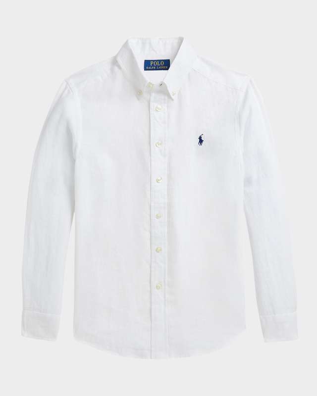 Boy's Classic Embroidered Sport Shirt, Size S-XL